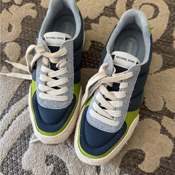 Michael Kors Kids' Navy and Lime Sneakers - Picture 1 of 3